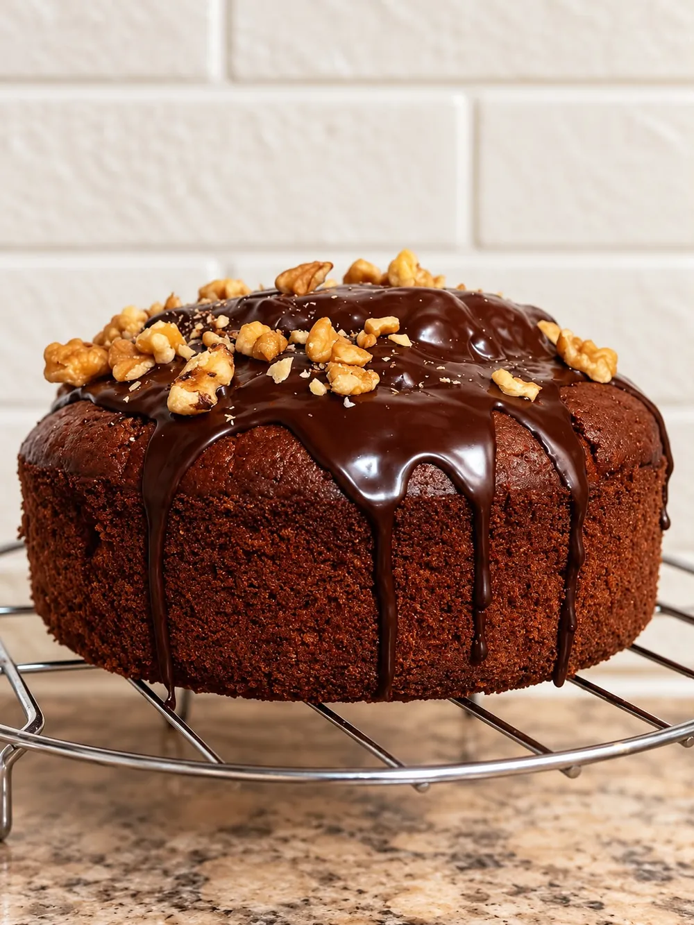 Torta de chocolate con baño y nueces